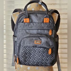 Babbleroo Travel Diaper Backpack, Waterproof Travel Bag, w/ Parent Pocket Gray